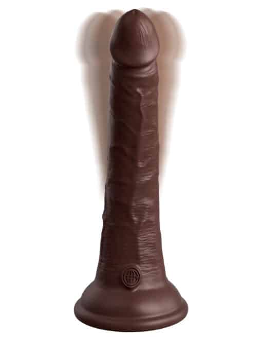 King Cock Elite 7" Vibrating Silicone Dual Density Cock with Remote - Brown - Image 4