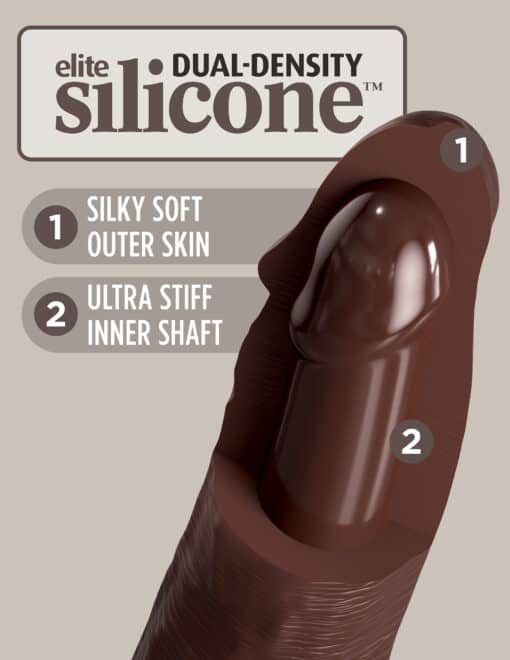 King Cock Elite 7" Vibrating Silicone Dual Density Cock with Remote - Brown - Image 5