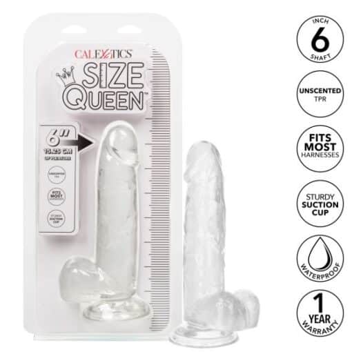 Size Queen Dildo 6in - Clear - Image 3