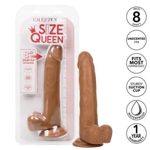 Size Queen Dildo 8in - Chocolate - Image 3