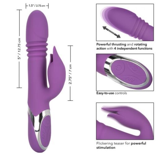 Enchanted Kisser Rechargeable Silicone Thrusting Rabbit Vibrator - Purple - Image 2