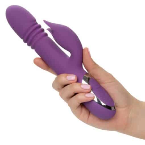 Enchanted Kisser Rechargeable Silicone Thrusting Rabbit Vibrator - Purple - Image 5