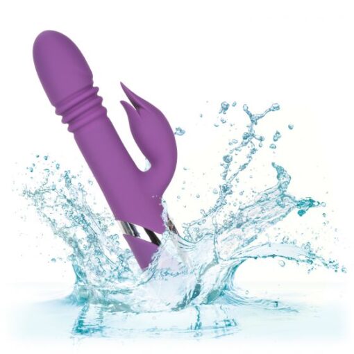 Enchanted Kisser Rechargeable Silicone Thrusting Rabbit Vibrator - Purple - Image 6