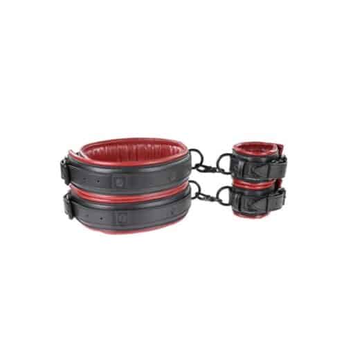 Sportsheets Saffron Thigh & Wrist Cuff Set - Red/Black - Image 2