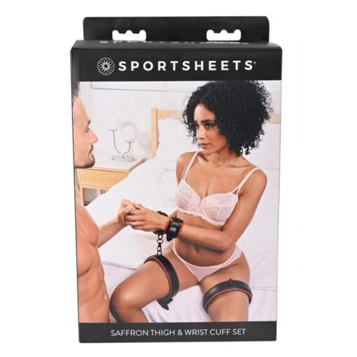 Sportsheets Saffron Thigh & Wrist Cuff Set - Red/Black