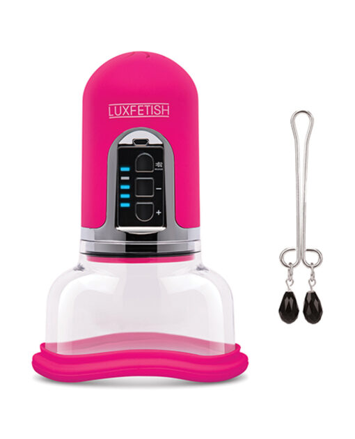 Lux Fetish Rechargeable 4 Function Auto Pussy Pump with Clit Stimulator - Pink - Image 2