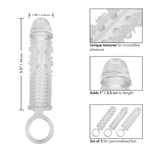 CalExotics Textured Penis Extension Kit (3-Piece) - Image 2