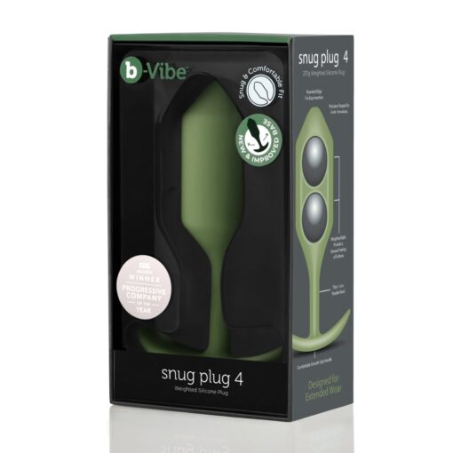 b-Vibe Snug Plug 4 Silicone Weighted Anal Plug - Army Green