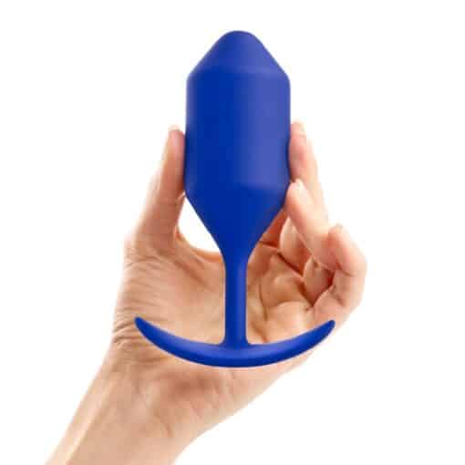 b-Vibe Snug Plug 4 Silicone Weighted Anal Plug - Navy - Image 4