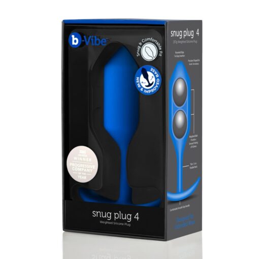 b-Vibe Snug Plug 4 Silicone Weighted Anal Plug - Navy