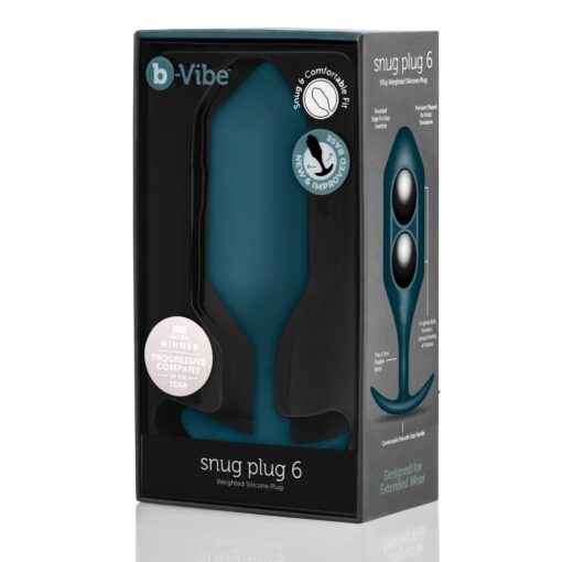 b-Vibe Snug Plug 6 Silicone Weighted Anal Plug - Marine Blue