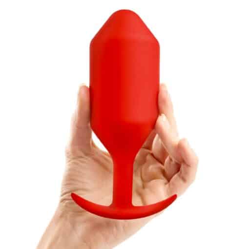 b-Vibe Snug Plug 6 Silicone Weighted Anal Plug - Red - Image 5