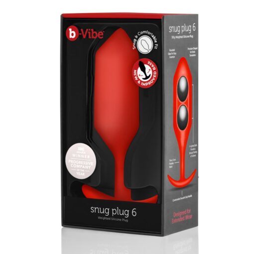 b-Vibe Snug Plug 6 Silicone Weighted Anal Plug - Red