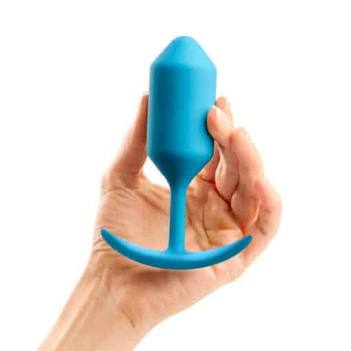 b-Vibe Snug Plug 3 Silicone Weighted Anal Plug - Teal - Image 5