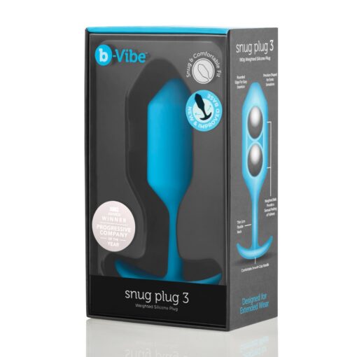 b-Vibe Snug Plug 3 Silicone Weighted Anal Plug - Teal