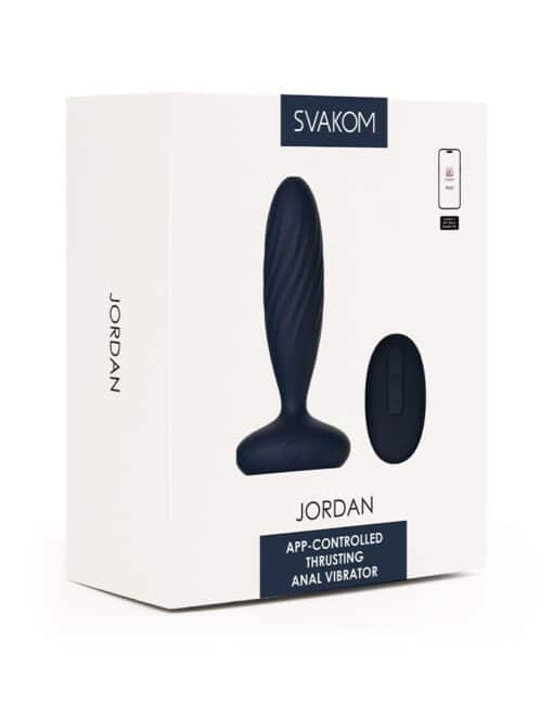 Svakom Jordan Rechargeable Silicone App Control Thrusting Anal Vibrator - Navy Blue