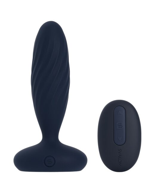 Svakom Jordan Rechargeable Silicone App Control Thrusting Anal Vibrator - Navy Blue - Image 6