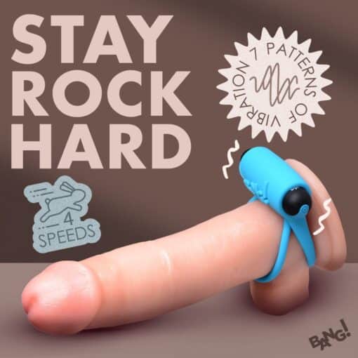 Bang - Remote Control 28X Vibrating Cock Ring and Bullet - Blue - Image 2