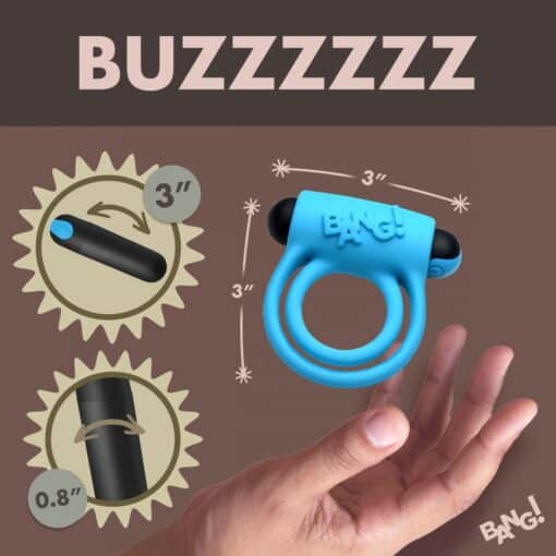 Bang - Remote Control 28X Vibrating Cock Ring and Bullet - Blue - Image 3