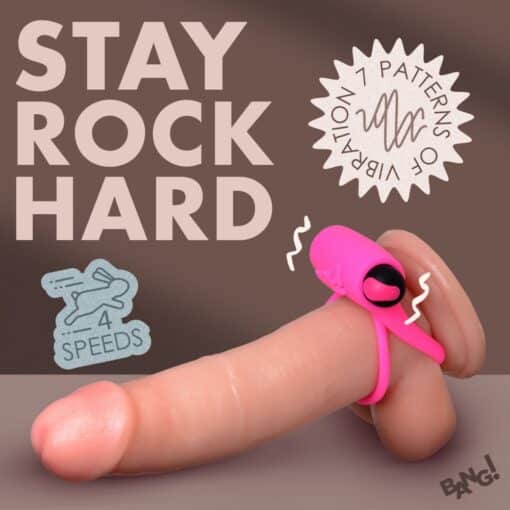 Bang - Remote Control 28X Vibrating Cock Ring and Bullet - Pink - Image 2