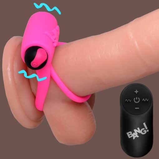 Bang - Remote Control 28X Vibrating Cock Ring and Bullet - Pink - Image 7