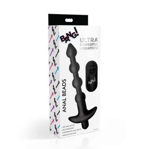 Bang - Remote Control Vibrating Silicone Anal Beads - Black