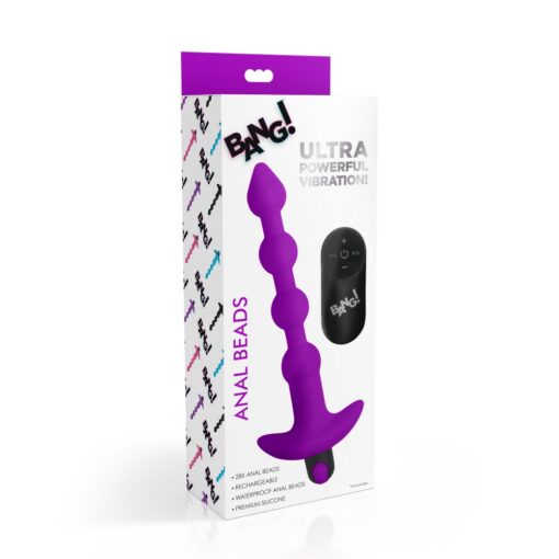 Bang - Remote Control Vibrating Silicone Anal Beads - Purple