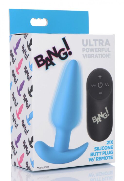 Bang - Remote Control 21X Vibrating Silicone Butt Plug - Blue