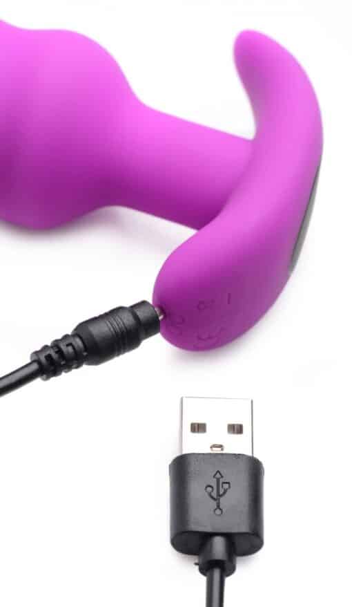 Bang - Remote Control 21X Vibrating Silicone Swirl Butt Plug - Purple - Image 2