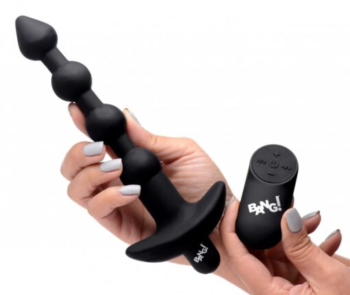 Bang - Remote Control Vibrating Silicone Anal Beads - Black - Image 3