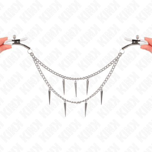 Kink – White Nipple Clamps with Spikes Chains 30cm – Nr 14 - Image 2