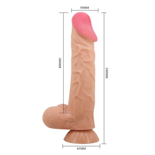 Baile Sliding Skin Series Realistic Dildo with Suction cup Flesh 24CM - Image 2