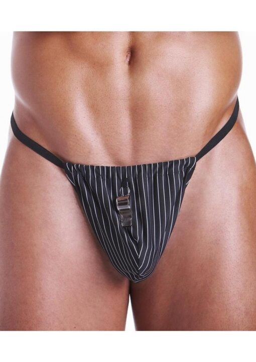 Fundies Referee G-String With Whistle - OS - Black/White - Image 2