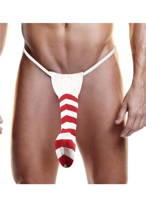 Fundies Candy Cane Thong - OS - Red/White - Image 2