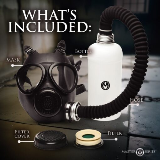 Master Series Inhaler Gas Mask with Bottle - Black/White - Image 6