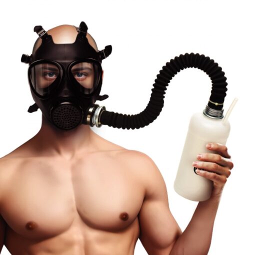 Master Series Inhaler Gas Mask with Bottle - Black/White - Image 8