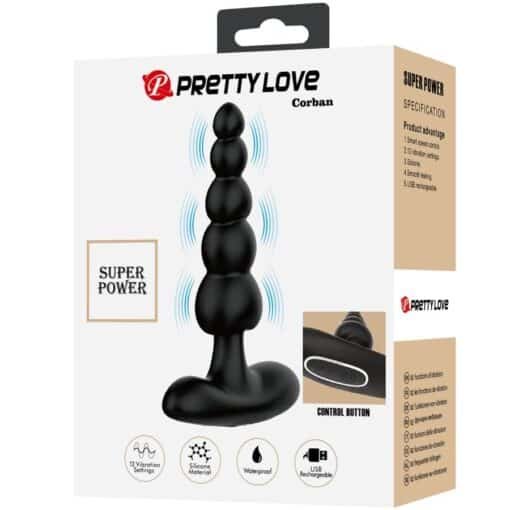 Pretty Love - Corban Anal Vibrator 10 Vibrations - Black