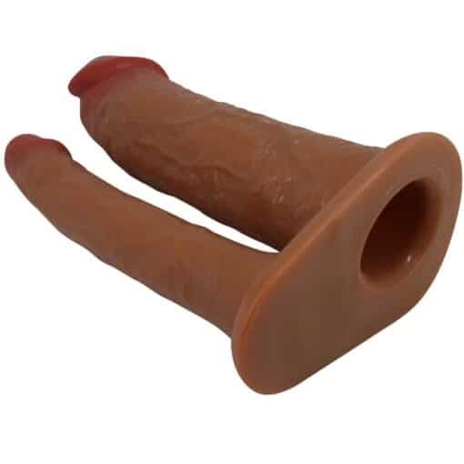 Pretty Love - Yairon Double Penis Sleeve with 4 cm Extension - Tan - Image 5
