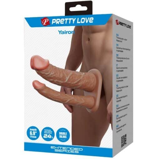 Pretty Love - Yairon Double Penis Sleeve with 4 cm Extension - Tan