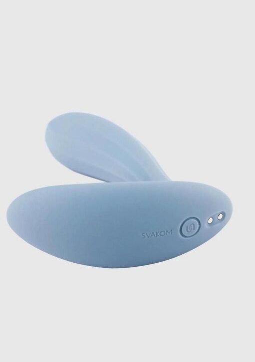 Svakom - Erica Rechargeable Silicone App Control Dual Vibrator with Clitoral Stimulator and Remote Control - Dusty Blue - Image 2