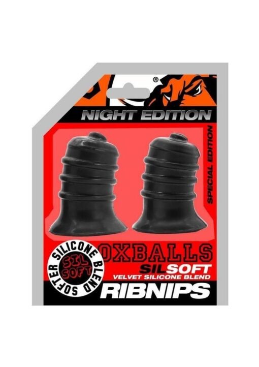 Oxballs Ribnips Curved Wide Base Nip-Suckers Night Edition - Black