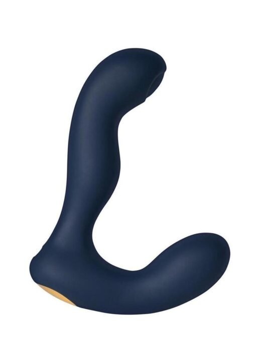 Svakom - Iker Neo - Rechargeable Silicone App Compatible Prostate Vibrator - Navy Blue/Gold - Image 4
