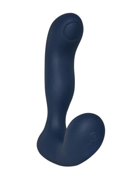Svakom - Iker Neo - Rechargeable Silicone App Compatible Prostate Vibrator - Navy Blue/Gold - Image 3