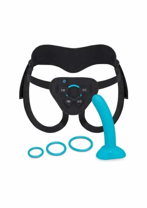 b-Vibe Everybody Strap On Harness Set with Silicone Dildo Peg 6in - Teal - Image 4