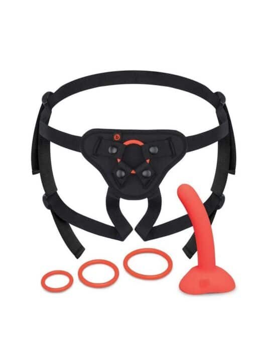 b-Vibe Beginner Strap On Harness Set with Silicone Dildo Peg 5in - Orange - Image 4
