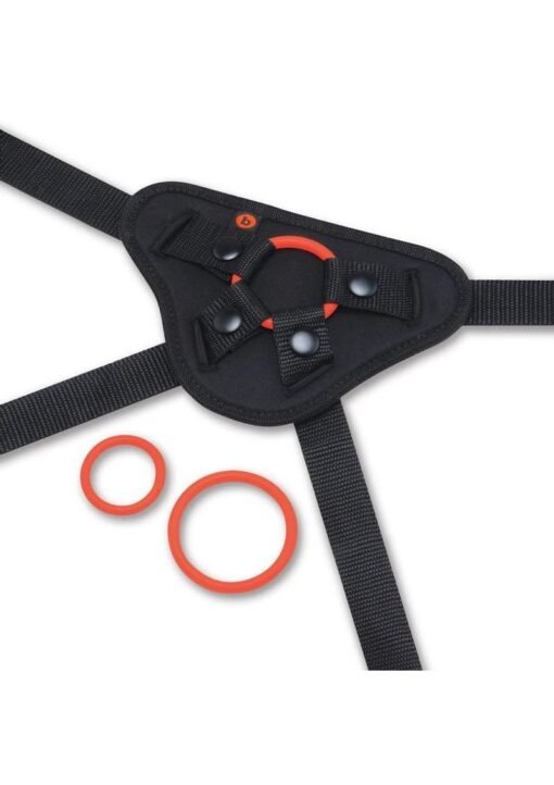b-Vibe Beginner Strap On Harness Set with Silicone Dildo Peg 5in - Orange - Image 3