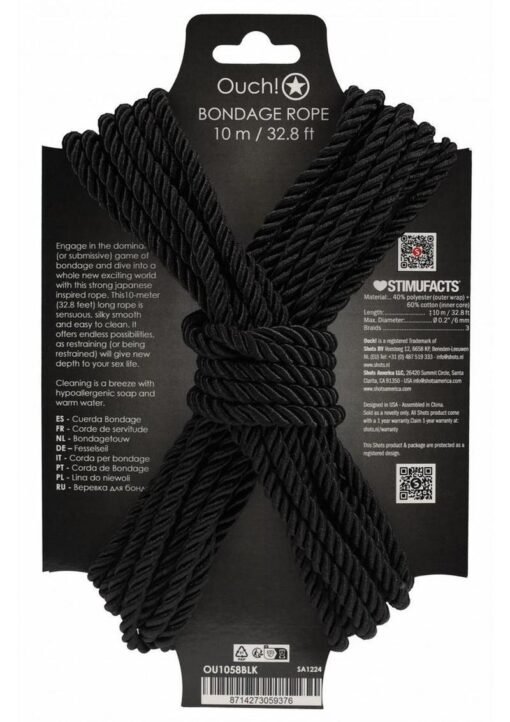 Ouch! Bondage Rope 10 Meter Nylon - Black - Image 2