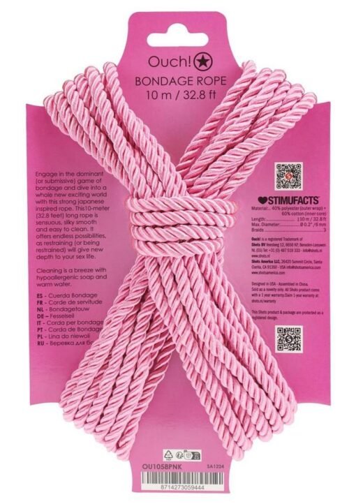 Ouch! Bondage Rope 10 Meter Nylon - Pink - Image 2