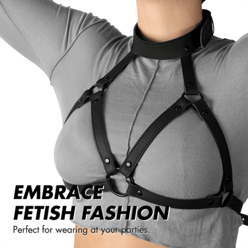 Fetish Submissive Genuine Vegan Leather Origin – Adjustable Chest Harness - Image 4