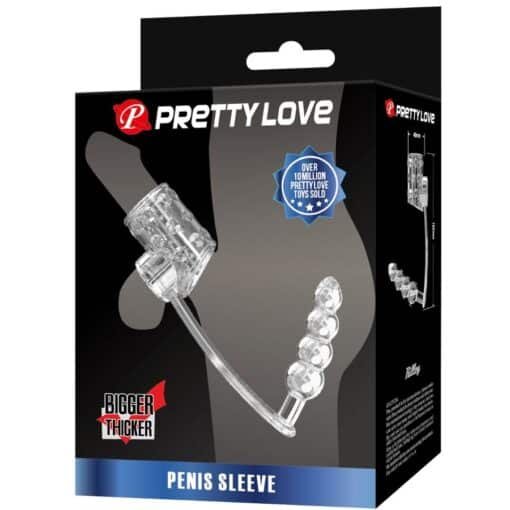 Pretty Love - Penis Sleeve with Anal Plug - Transparent